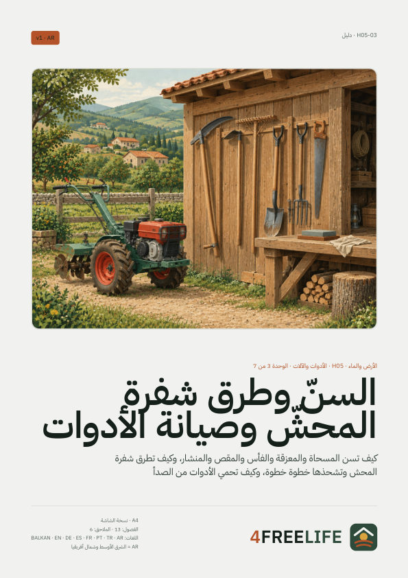 السنّ وطرق شفرة المحشّ وصيانة الأدوات