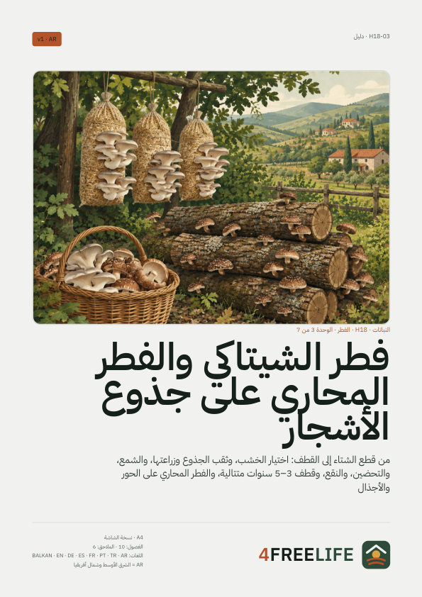 فطر الشيتاكي والفطر المحاري على جذوع الأشجار