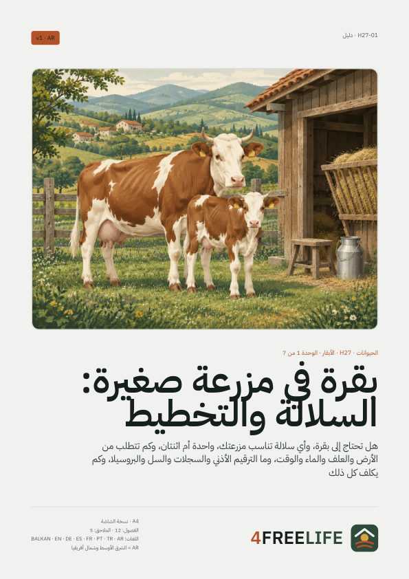 بقرة في مزرعة صغيرة: السلالة والتخطيط