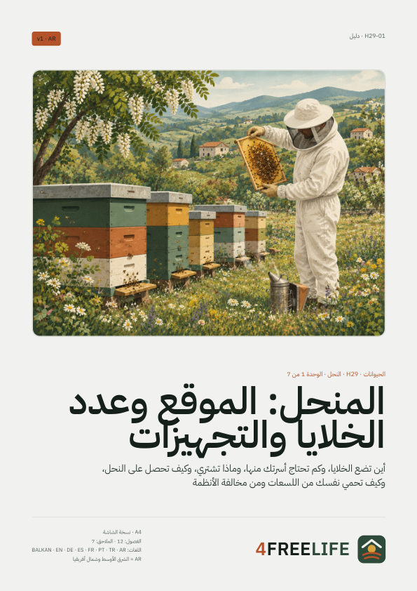 المنحل: الموقع وعدد الخلايا والتجهيزات