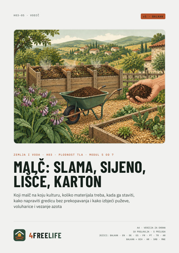 Malč: slama, sijeno, lišće, karton