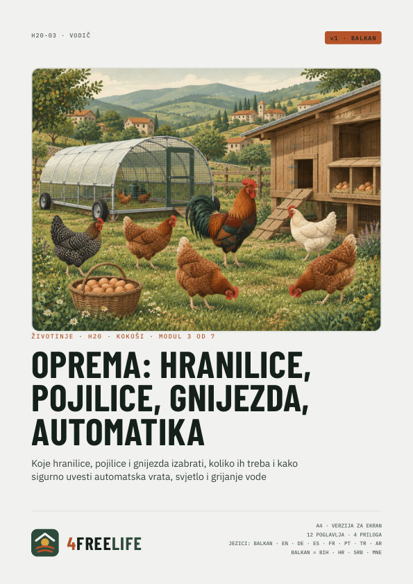Oprema: hranilice, pojilice, gnijezda, automatika