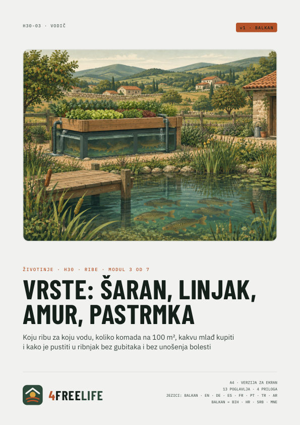 Vrste: šaran, linjak, amur, pastrmka