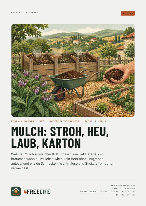 Mulch: Stroh, Heu, Laub, Karton