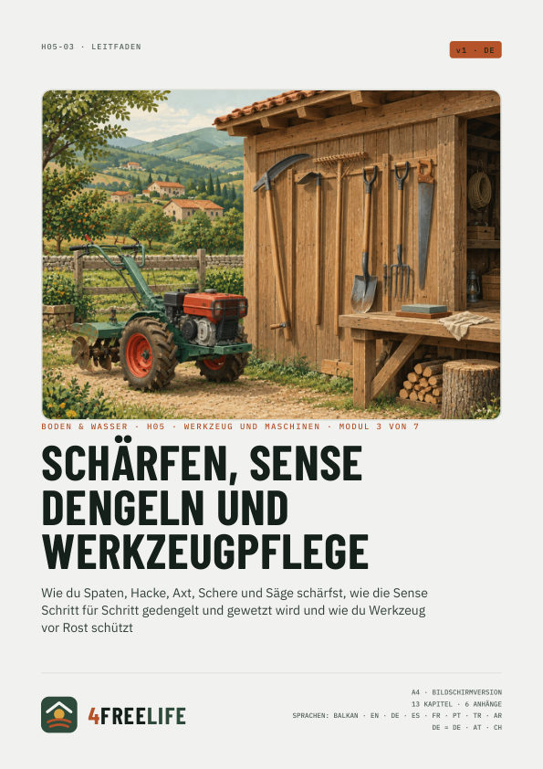Schärfen, Sense dengeln und Werkzeugpflege