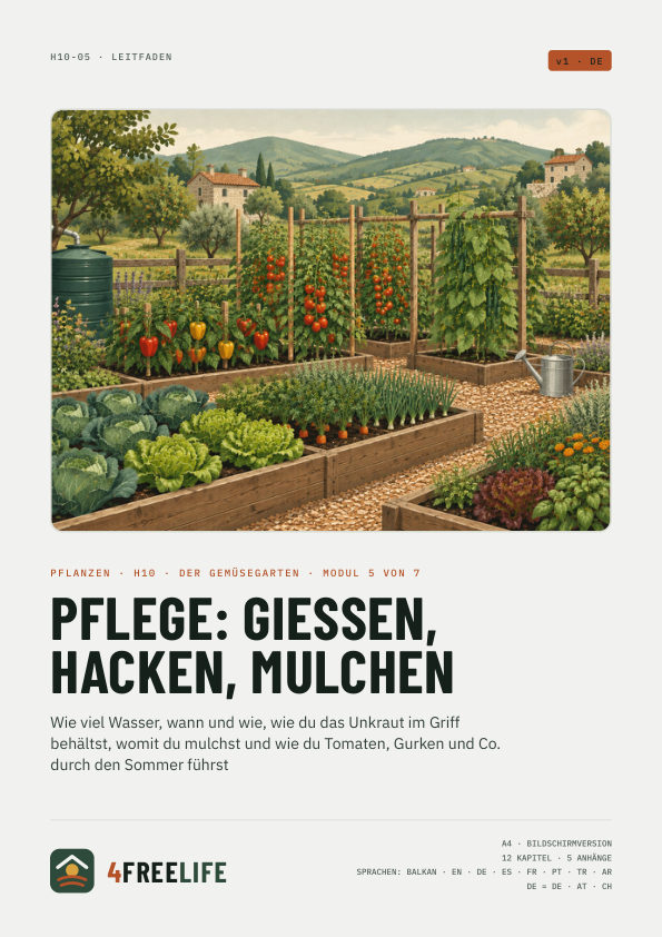 Pflege: Gießen, Hacken, Mulchen