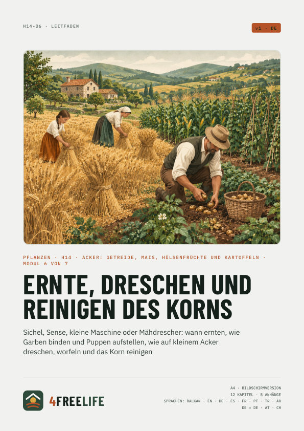 Ernte, Dreschen und Reinigen des Korns