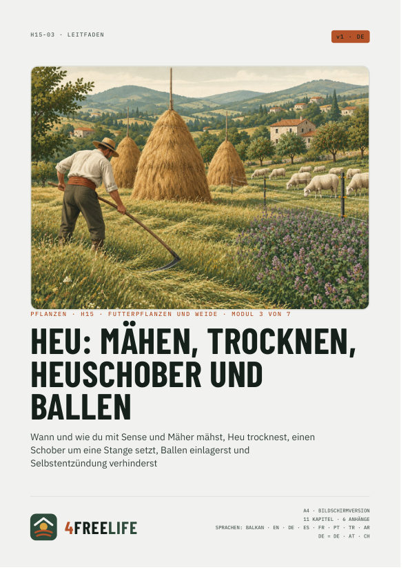 Heu: Mähen, Trocknen, Heuschober und Ballen