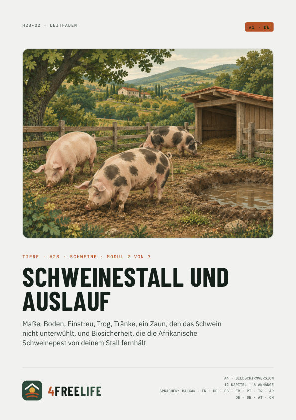 Schweinestall und Auslauf