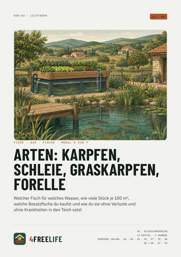 Arten: Karpfen, Schleie, Graskarpfen, Forelle
