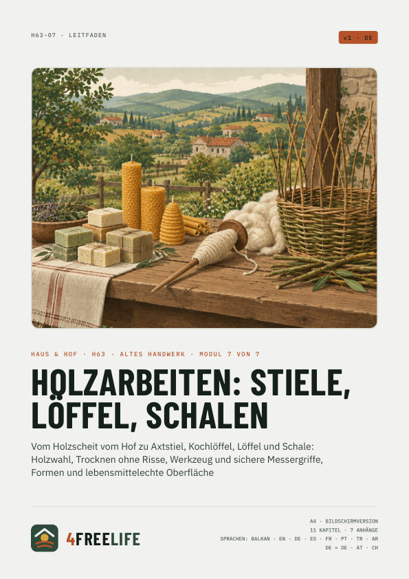 Holzarbeiten: Stiele, Löffel, Schalen