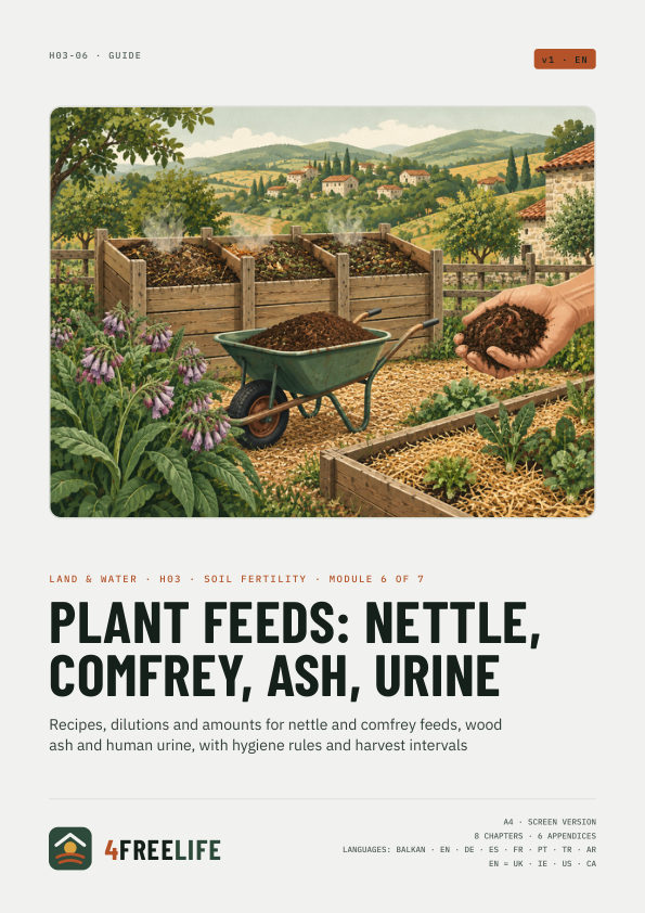 Plant feeds: nettle, comfrey, ash, urine