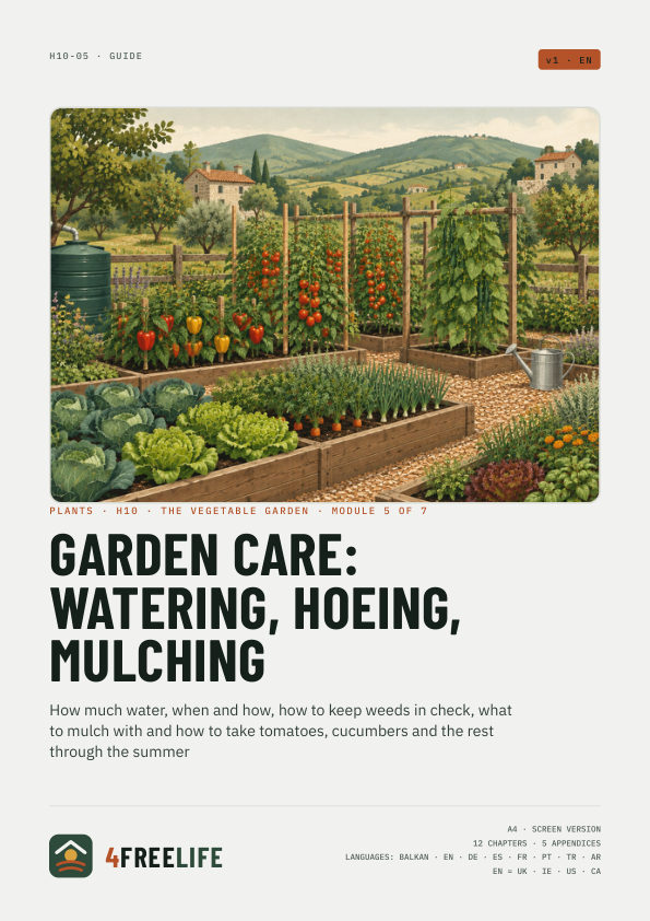 Garden care: watering, hoeing, mulching