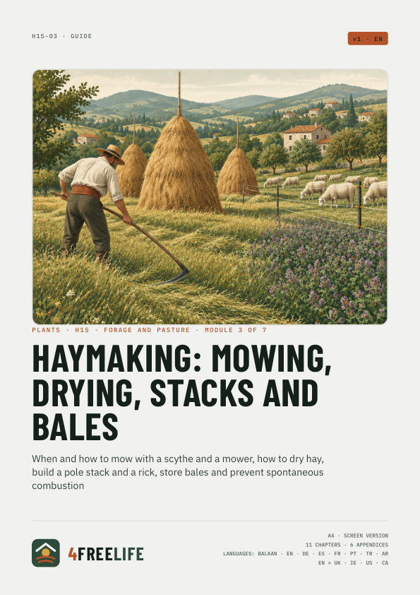 Haymaking: mowing, drying, stacks and bales