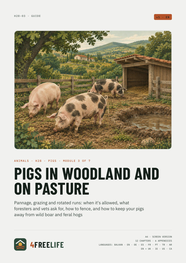 Pigs in woodland and on pasture
