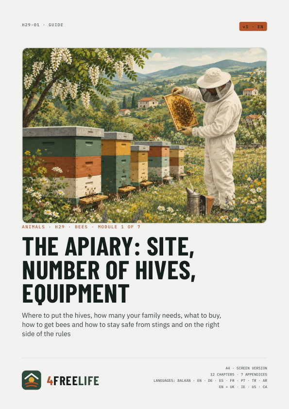 The apiary: site, number of hives, equipment