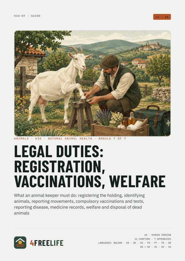 Legal duties: registration, vaccinations, welfare