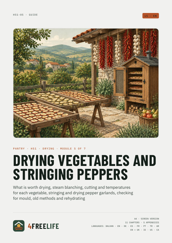 Drying vegetables and stringing peppers