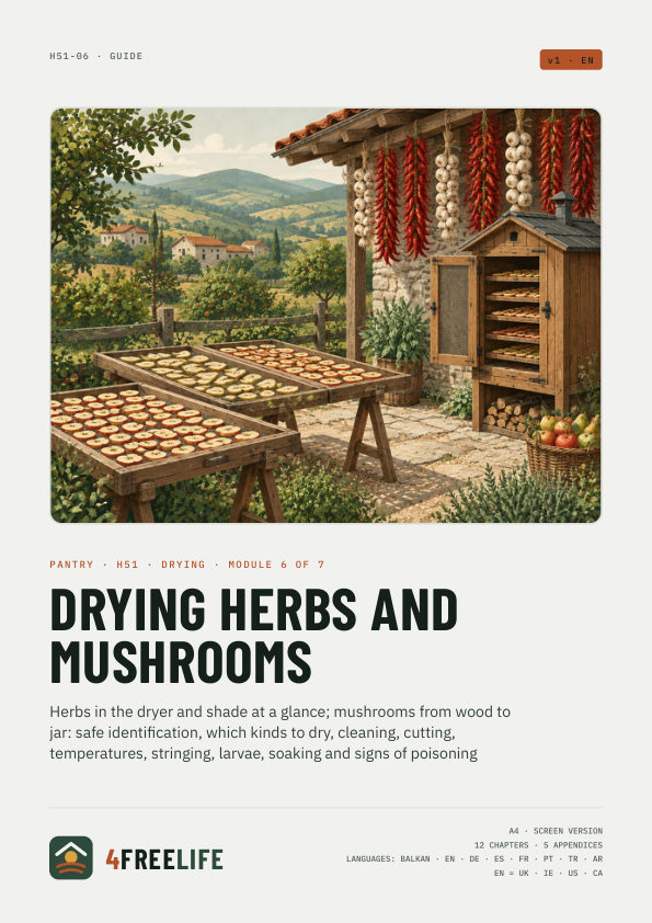 Drying herbs and mushrooms