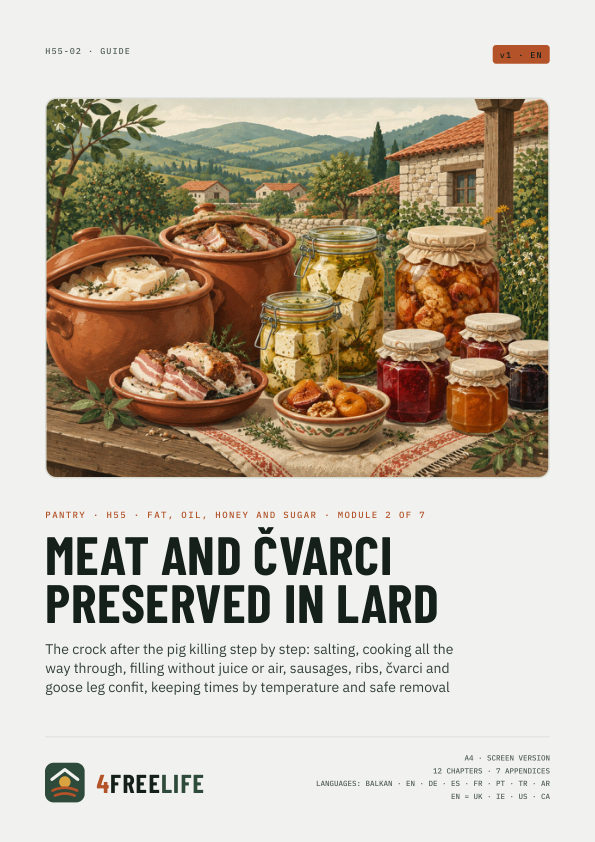 Meat and čvarci preserved in lard
