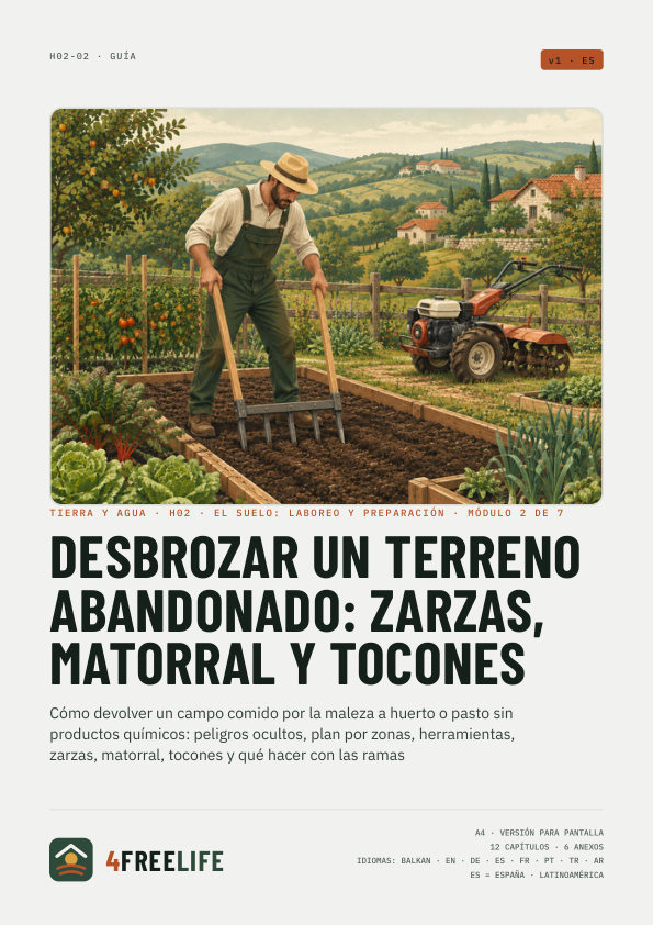 Desbrozar un terreno abandonado: zarzas, matorral y tocones