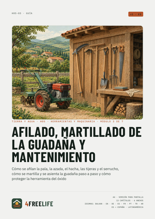 Afilado, martillado de la guadaña y mantenimiento