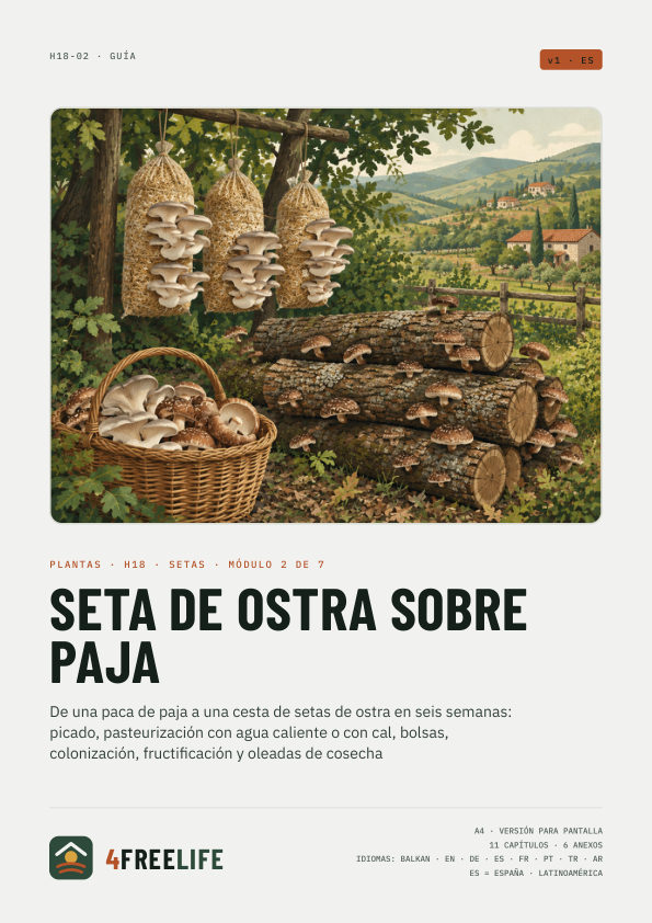 Seta de ostra sobre paja