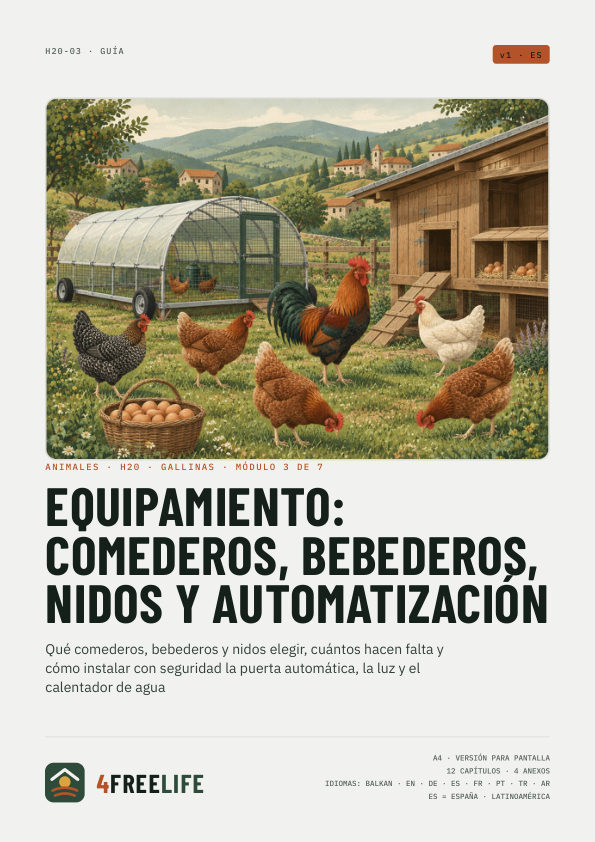 Equipamiento: comederos, bebederos, nidos y automatización