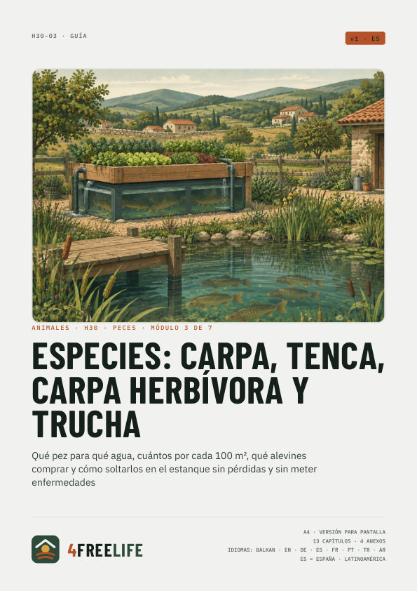 Especies: carpa, tenca, carpa herbívora y trucha