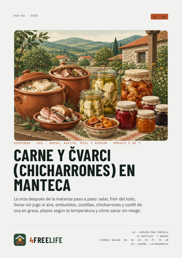 Carne y čvarci (chicharrones) en manteca