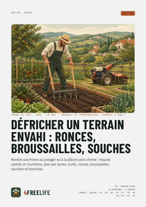 Défricher un terrain envahi : ronces, broussailles, souches