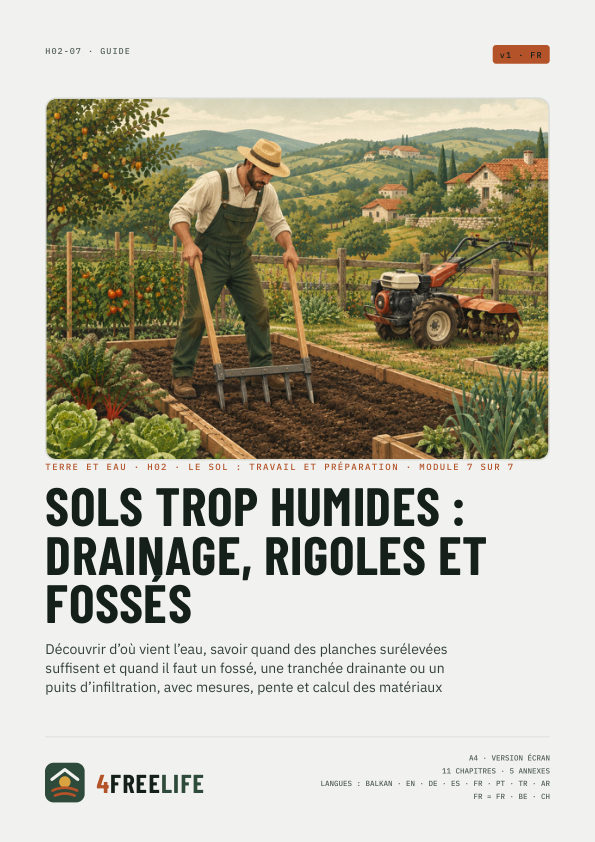 Sols trop humides : drainage, rigoles et fossés