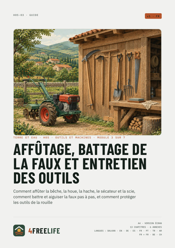 Affûtage, battage de la faux et entretien des outils