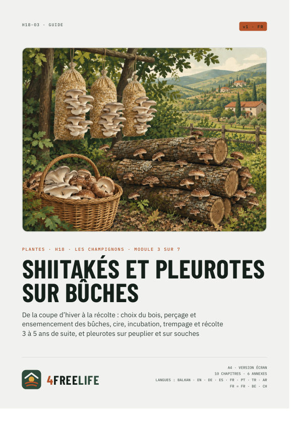 Shiitakés et pleurotes sur bûches