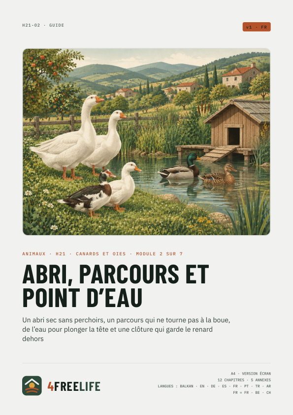 Abri, parcours et point d’eau