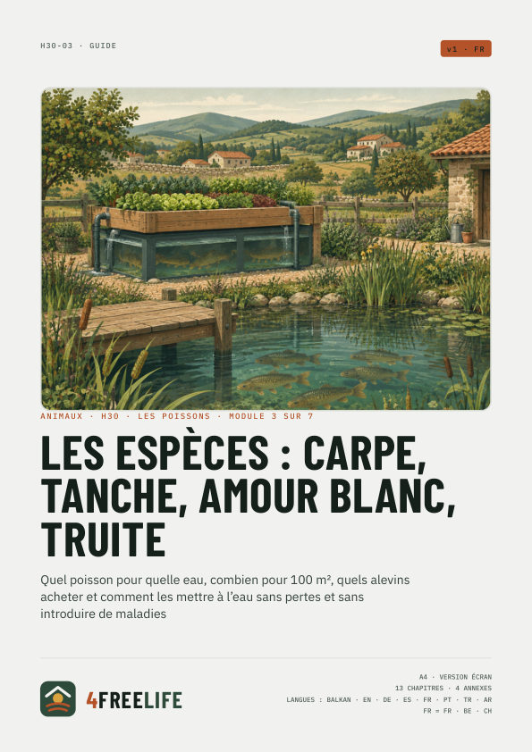 Les espèces : carpe, tanche, amour blanc, truite