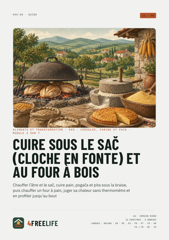 Cuire sous le sač (cloche en fonte) et au four à bois