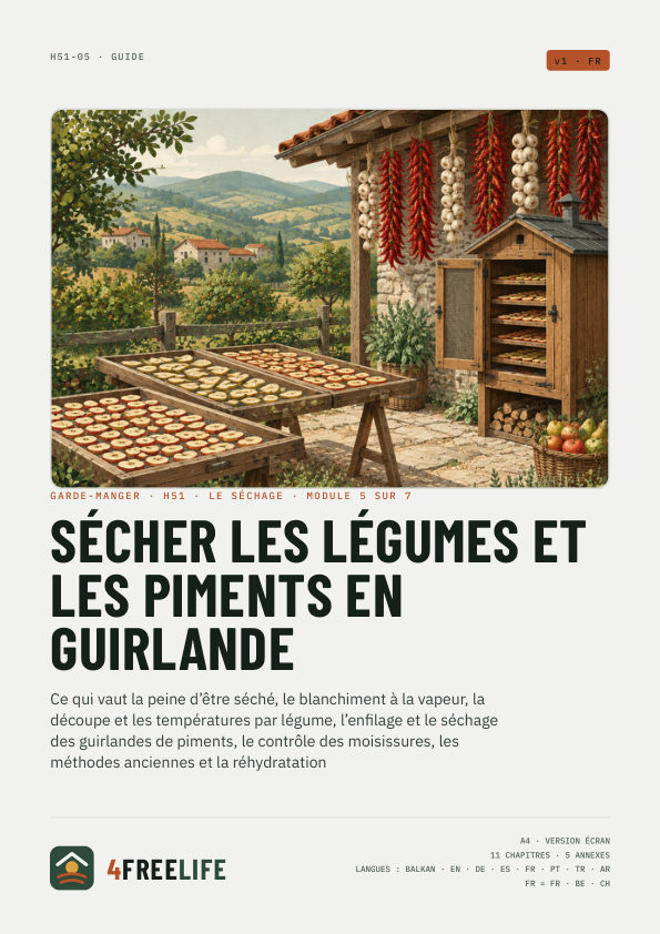 Sécher les légumes et les piments en guirlande