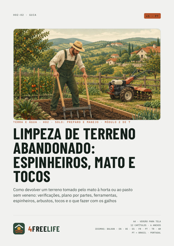 Limpeza de terreno abandonado: espinheiros, mato e tocos