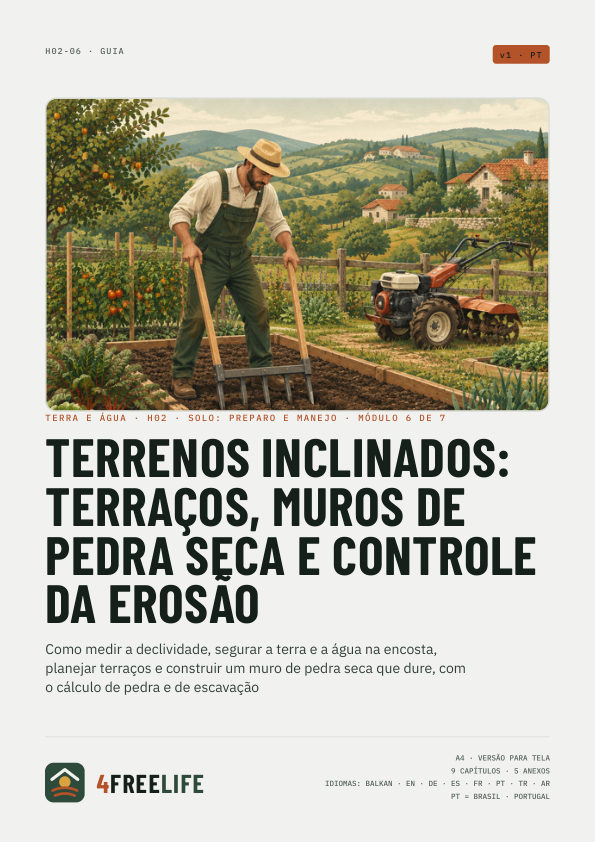 Terrenos inclinados: terraços, muros de pedra seca e controle da erosão