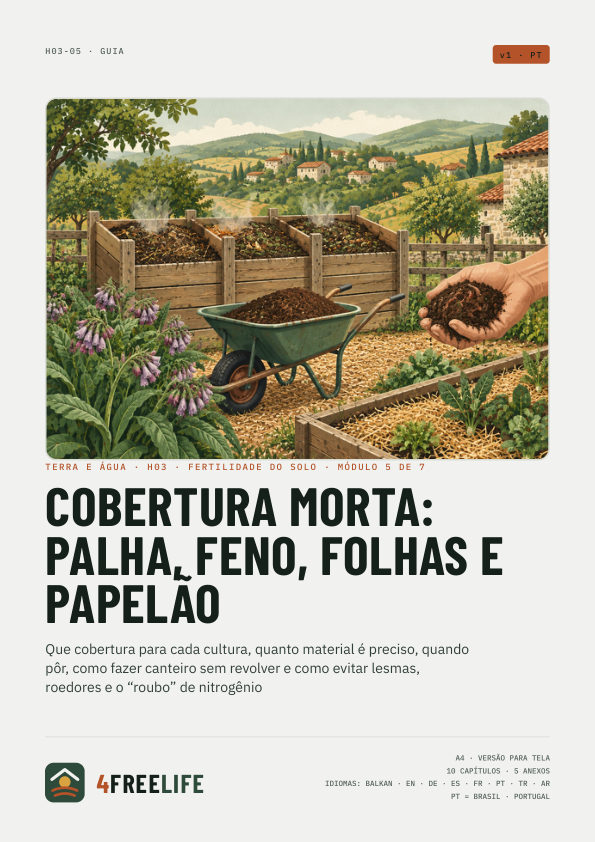 Cobertura morta: palha, feno, folhas e papelão