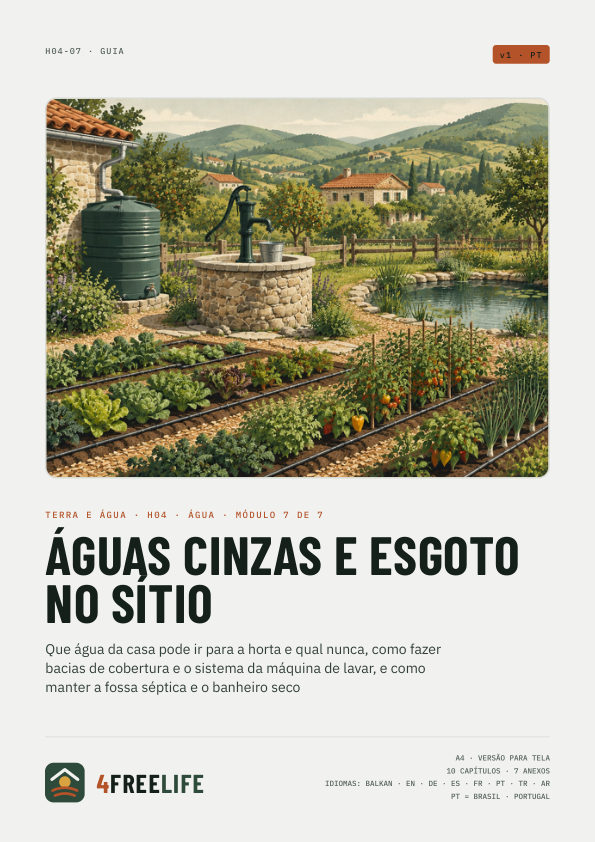 Águas cinzas e esgoto no sítio