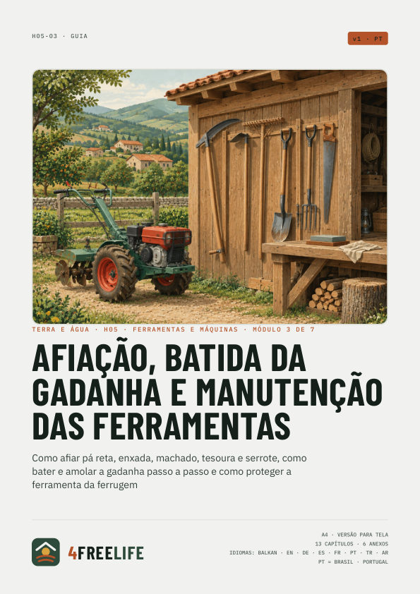 Afiação, batida da gadanha e manutenção das ferramentas