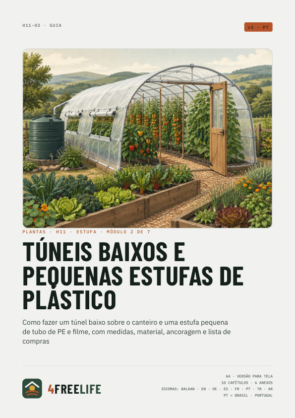Túneis baixos e pequenas estufas de plástico