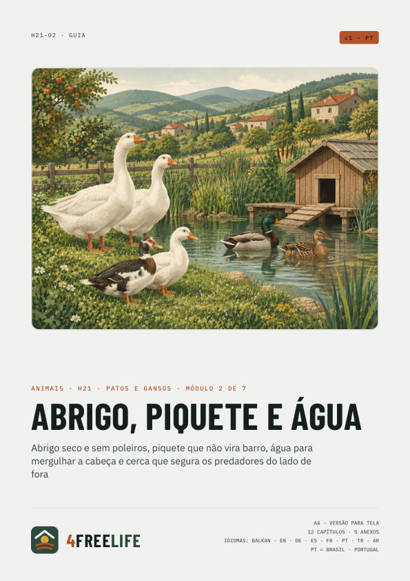Abrigo, piquete e água