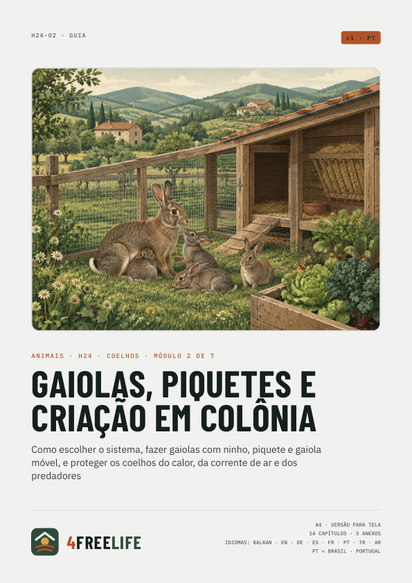 Gaiolas, piquetes e criação em colônia