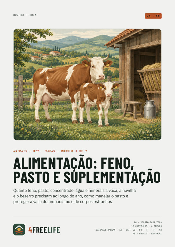 Alimentação: feno, pasto e suplementação