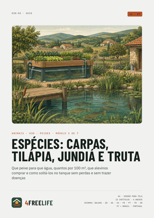 Espécies: carpas, tilápia, jundiá e truta