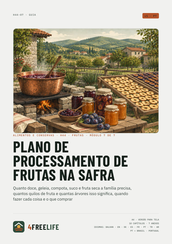 Plano de processamento de frutas na safra