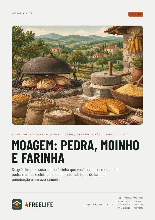 Moagem: pedra, moinho e farinha
